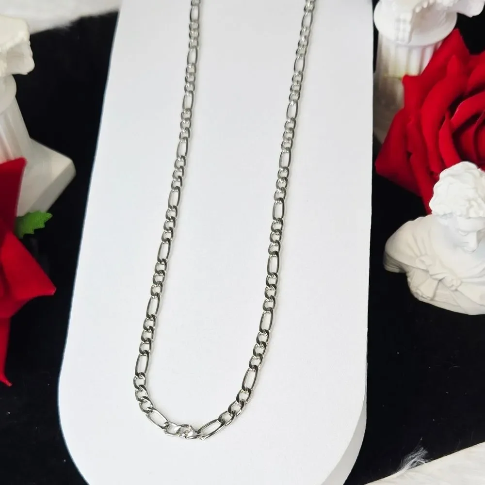 Figaro Chain Necklace 3.5mm Stainless Steel Silver 24